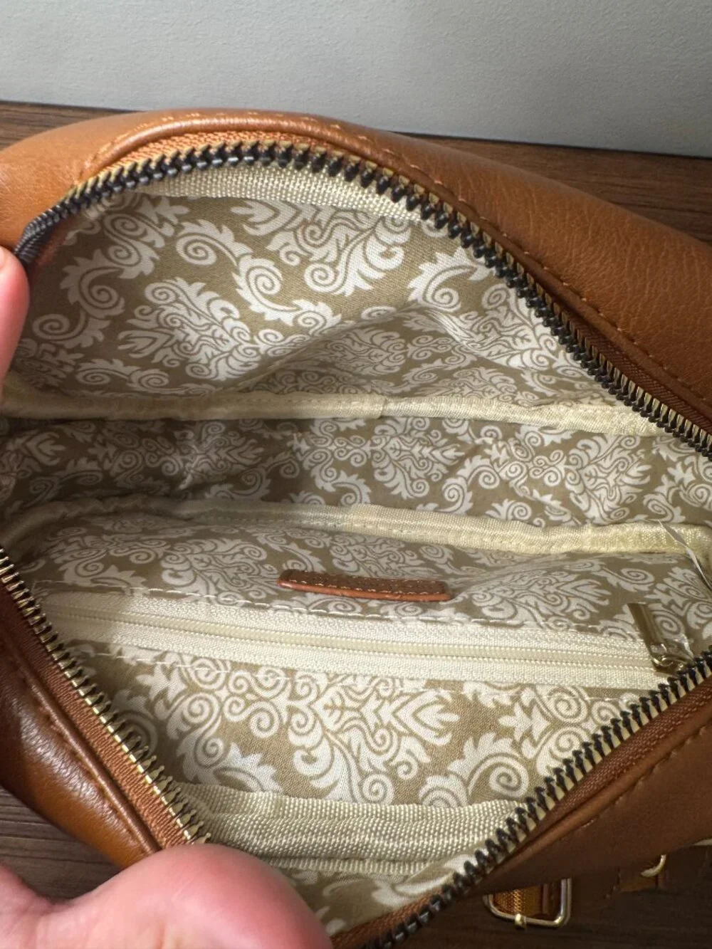 Modern + Chic Camel Brown Frankie Vegan Leather Crossbody Bag - NWOT